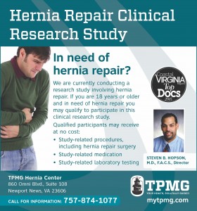 2015 Hernia Center Clinical Research Study ad