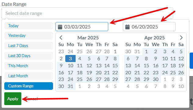 6. Step six of patient portal medical records retrieval Step Six: Confirm your chosen dates that appear in the boxes at the top and click Apply.